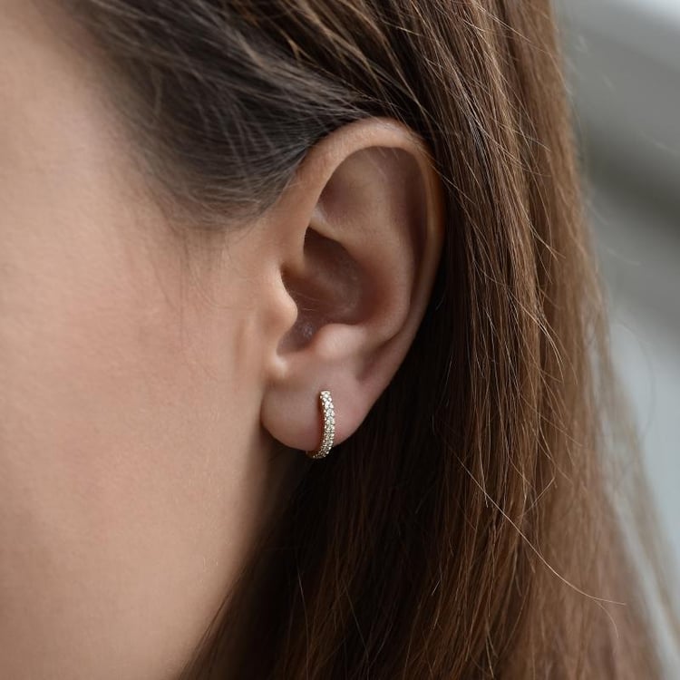 Stříbrné elegantní kruhové náušnice s lab-grown diamanty Gomati 104005