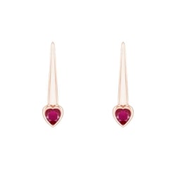 Visací náušnice s rubínovými srdíčky Levy