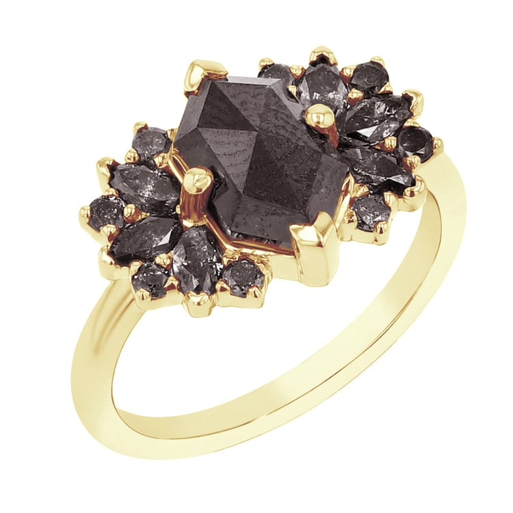 Atypický zlatý prsten se salt and pepper diamanty Kacey 125674