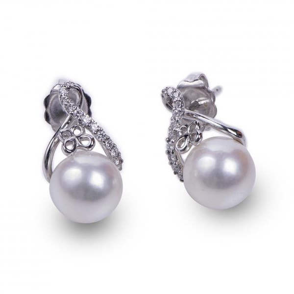 Perlové náušnice s diamanty 25070