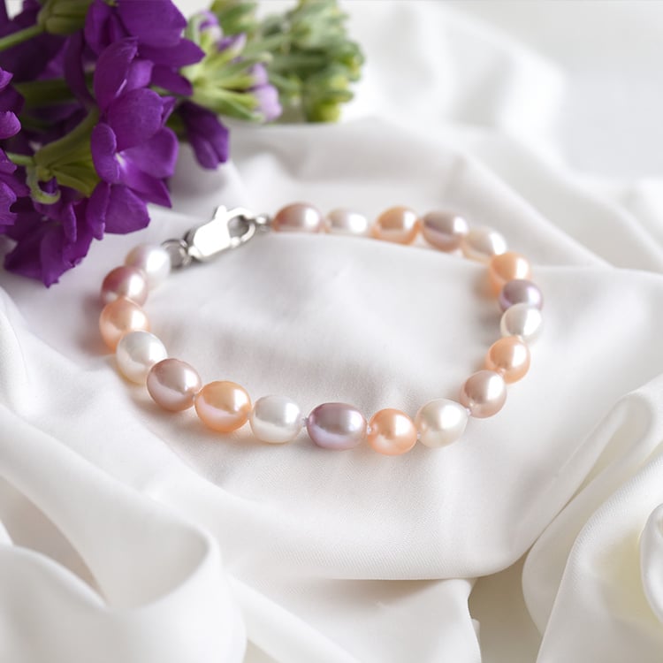 Náramek s barvenými perlami ze stříbra 83592