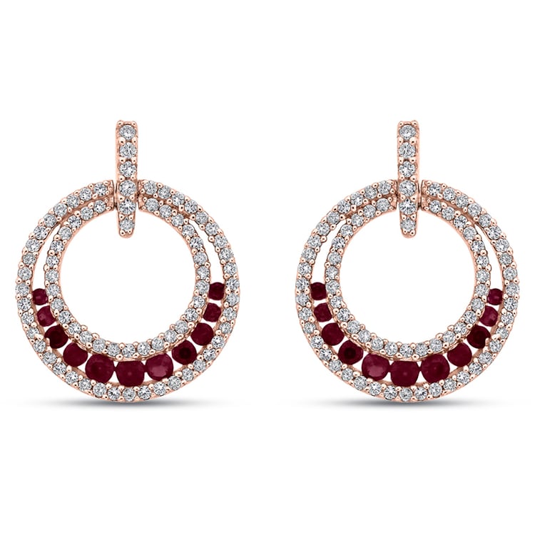 Luxusní zlaté náušnice s diamanty a rubíny