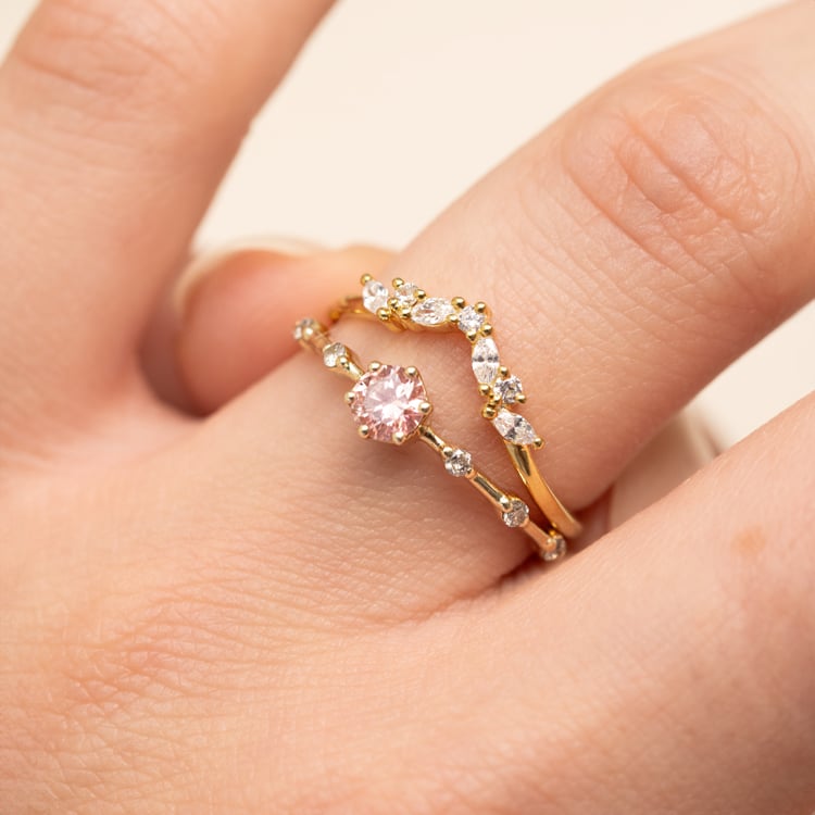 Vykrojený prsten s round a marquise diamanty Fergal 143921