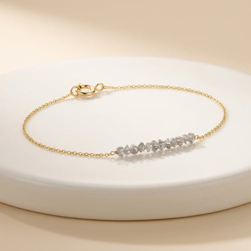 Zlatý náramek s růžovými nebroušenými diamanty Benaty