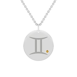 Stříbrný přívěsek se znamením a citrínem Blíženci