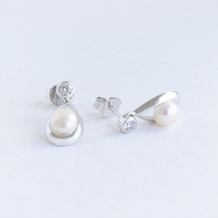 Perlové náušnice se zirkony 96438