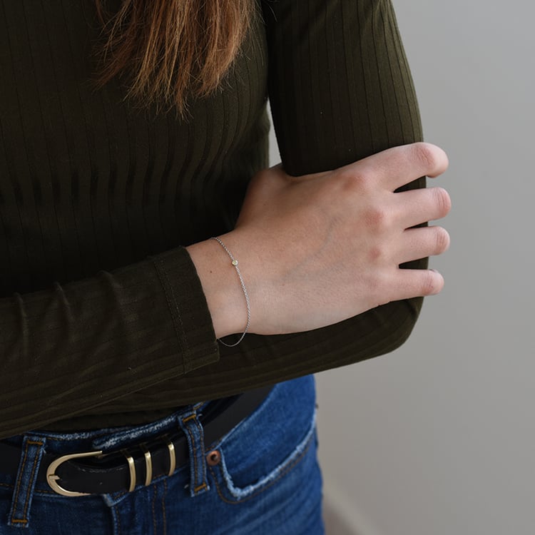 Stříbrný minimalistický náramek se žlutým diamantem Bonato 103252