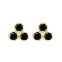 Zlaté trojlístky s černými diamanty Vallery