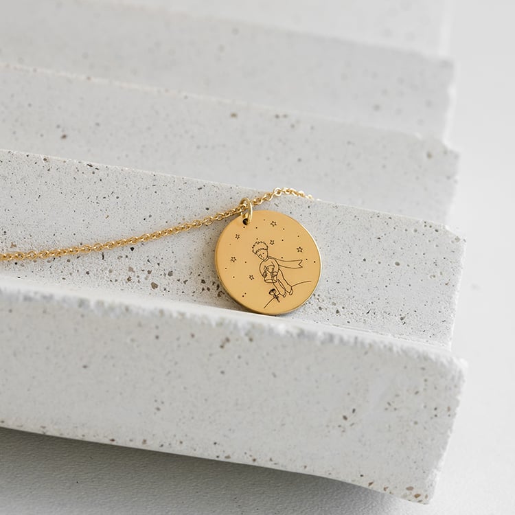 Stříbrný přívěsek Malý princ s růží a gravírem 121510