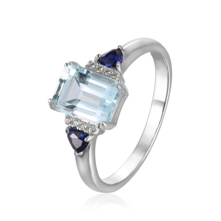 Topazový prsten se safíry a zirkony Deruo