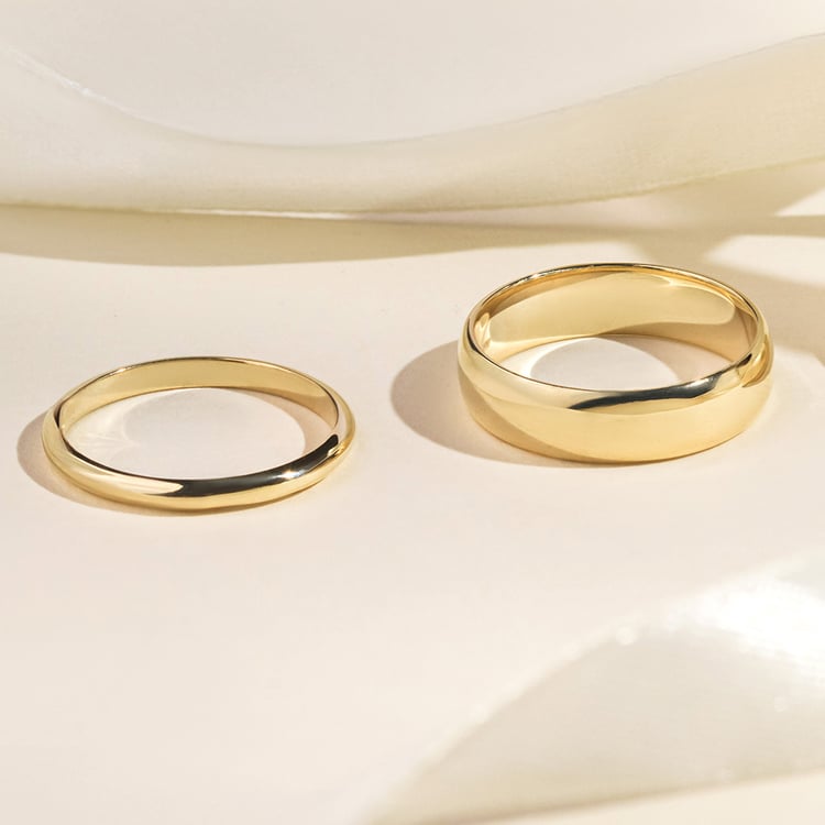 Snubní prsteny s půlkulatým profilem ze žlutého zlata Rula 157052