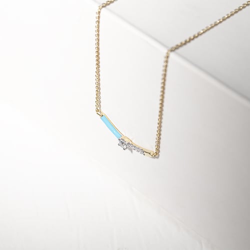 Modrý keramický náhrdelník s diamanty Jamey