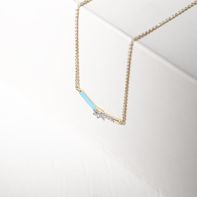 Modrý keramický náhrdelník s diamanty Jamey 127598