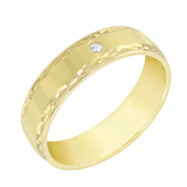 Dámský prsten se zdobenámi hranami a diamantem 60542