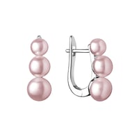 Stříbrné visací náušnice se třemi levandulovými perlami Arielle