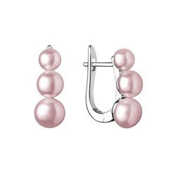 Stříbrné visací náušnice se třemi levandulovými perlami Arielle