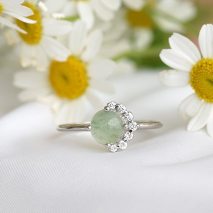 Zlatý prsten s avanturínem a diamanty Ammiel