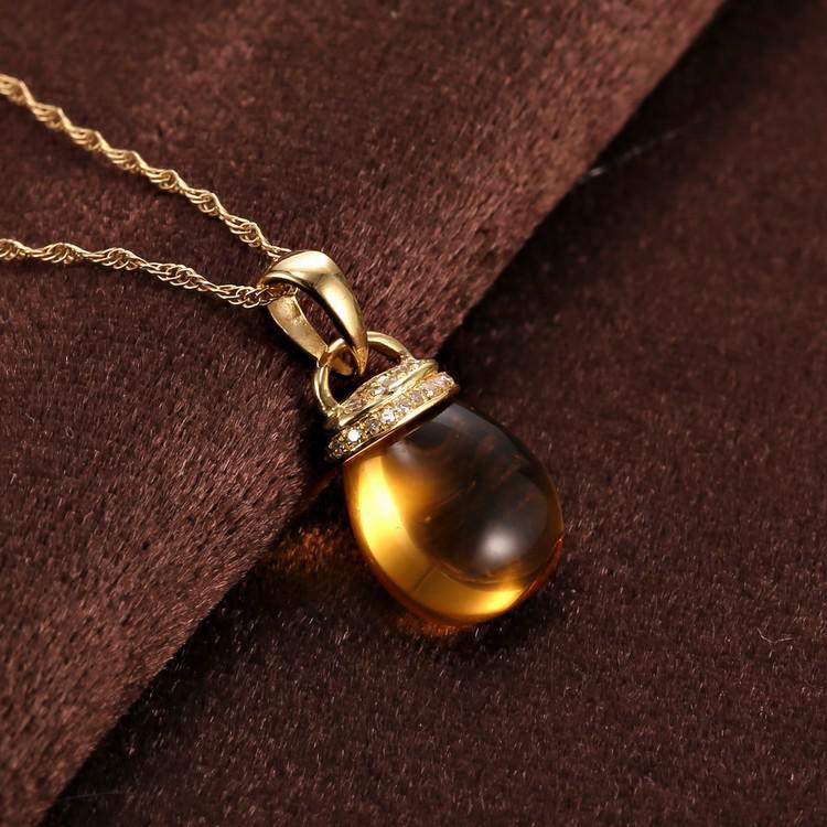 Zlatý citrínový náhrdelník s diamantovou korunkou 5271