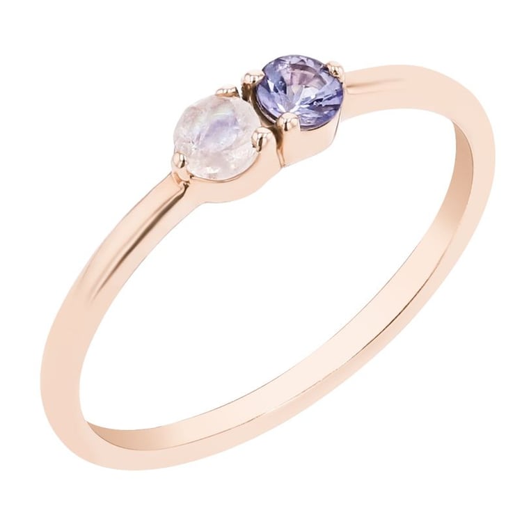 Duo prsten s měsíčním kamenem a tanzanitem Bobbie