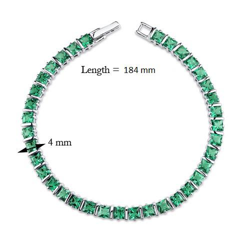 Stříbrný náramek plný princess smaragdů 17964