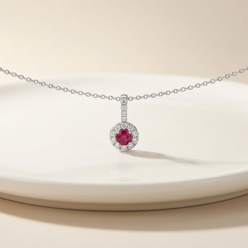 Stříbrný elegantní přívěsek s rubínem a lab-grown diamanty Jack