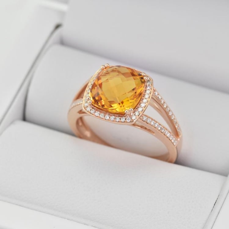 Zlatý citrínový prsten 17019