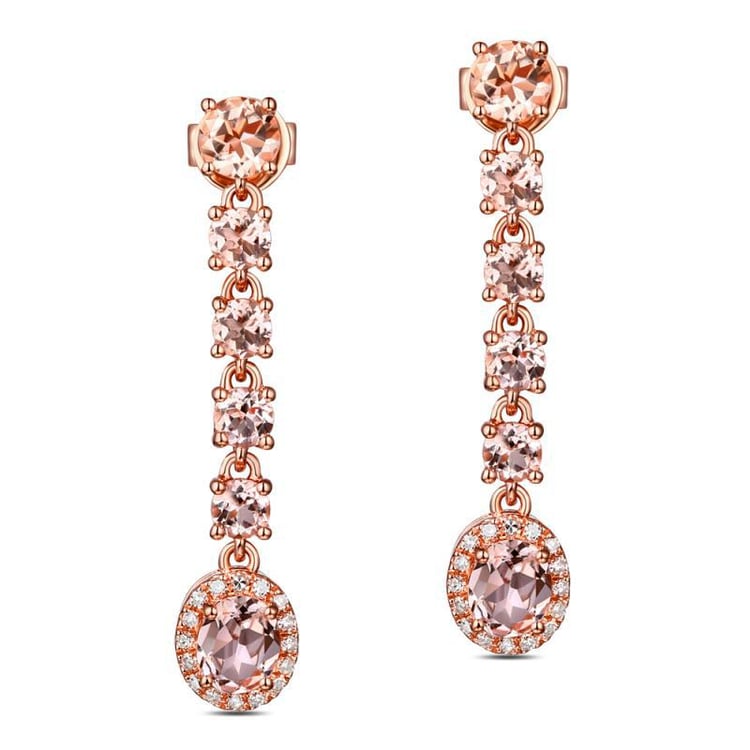 Zlaté morganitové náušnice s diamanty Wimon