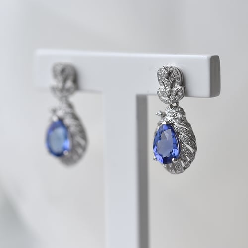 Zlaté náušnice s tanzanity a diamanty Fujita