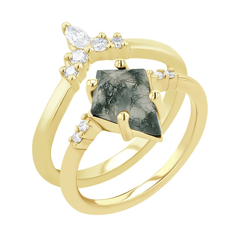 Set prstenů s achátem a diamanty Vinka 114593