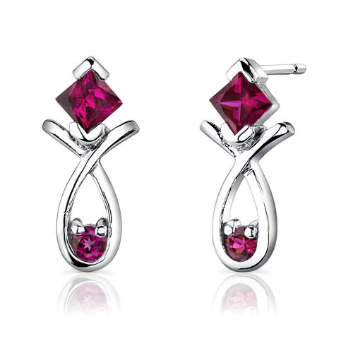 Stříbrné náušnice s rubíny