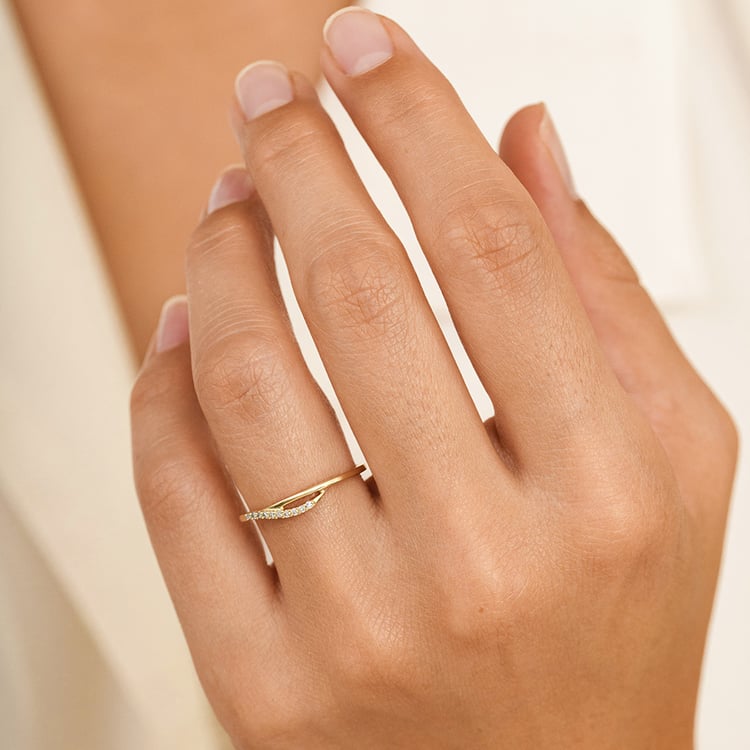 Atypický prsten ze zlata s lab-grown diamanty Terje 163052