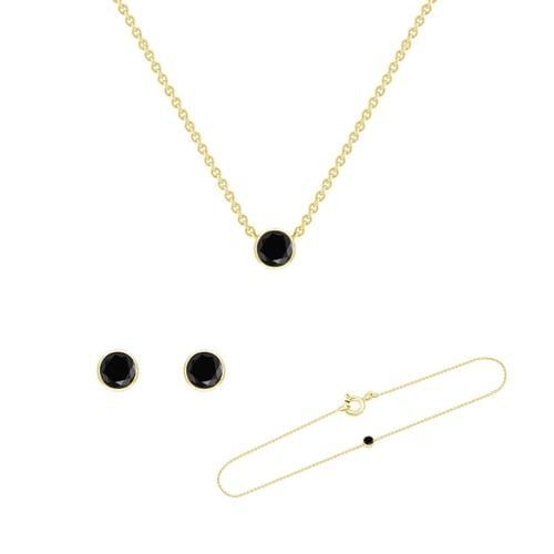 Minimalistická sada šperků s černými diamanty Jett