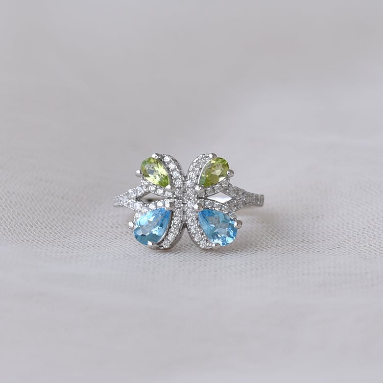 Prsten motýl z drahokamů 65392