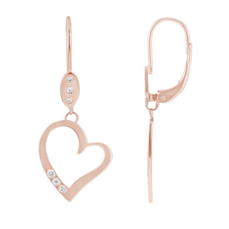 Zlaté visací náušnice ve tvaru srdce s diamanty Mekhi 98412