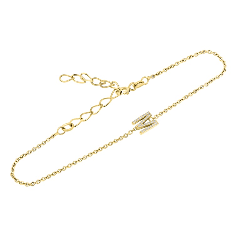 Stříbrný náramek s písmenkem a lab-grown diamanty Anika 152300