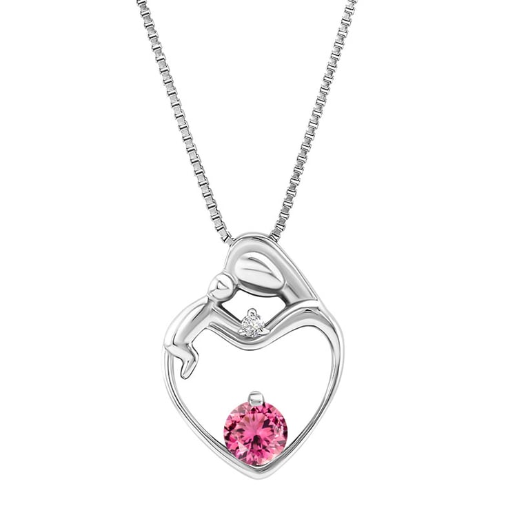 Stříbrný přívěsek matka a dítě s turmalínem