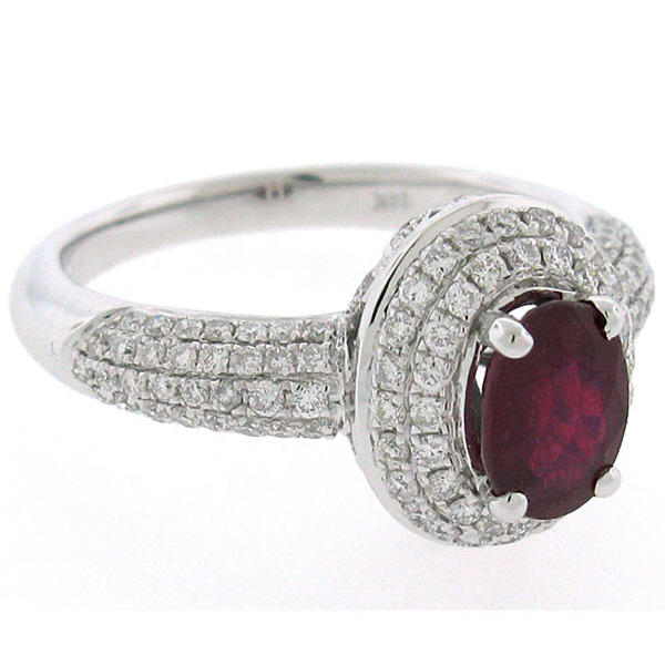 Rubínový zlatý prsten s diamanty 2525