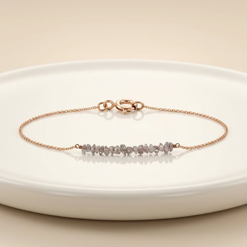 Zlatý náramek s růžovými nebroušenými diamanty Benaty