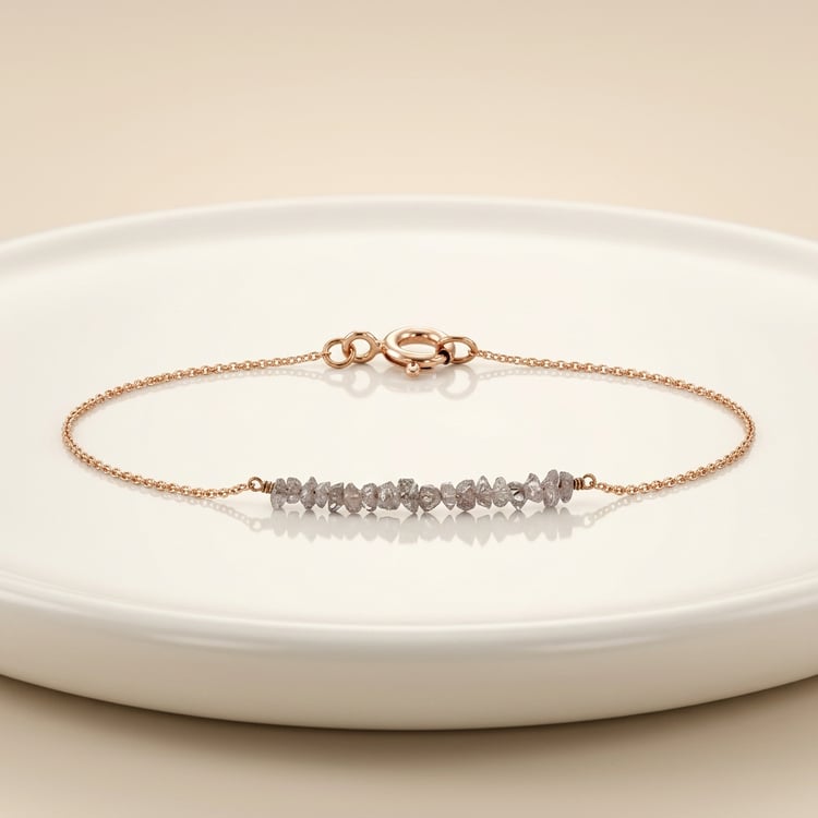 Zlatý náramek s růžovými nebroušenými diamanty Benaty 169708