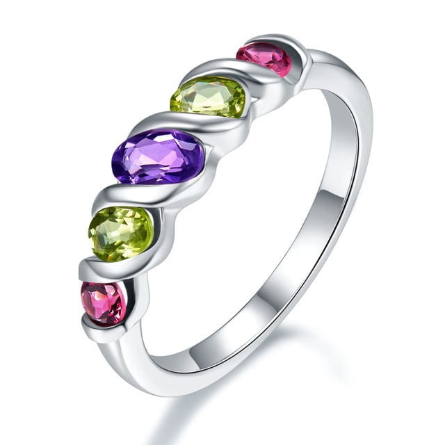Stříbrný prsten s duhovým nádechem drahokamů Rainbow