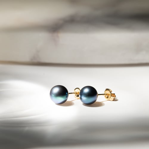 Elegantní náušnice s 8mm černými perlami Balbe