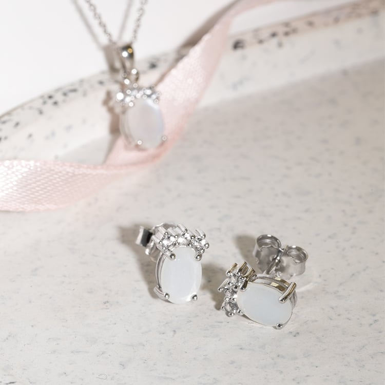 Stříbrný přívěsek s měsíčním kamenem a topazy Kiri 123813