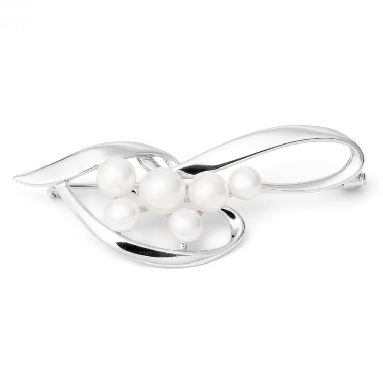 Stříbrná brož s perlami