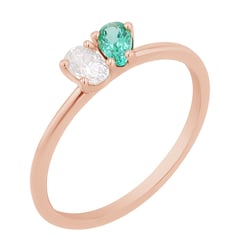 Zásnubní prsten Toi et Moi se smaragdem a moissanitem Philip