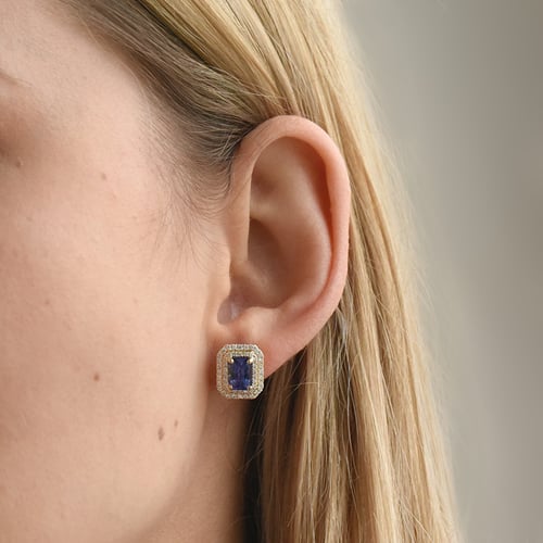 Tanzanitové náušnice s diamanty Lavitra