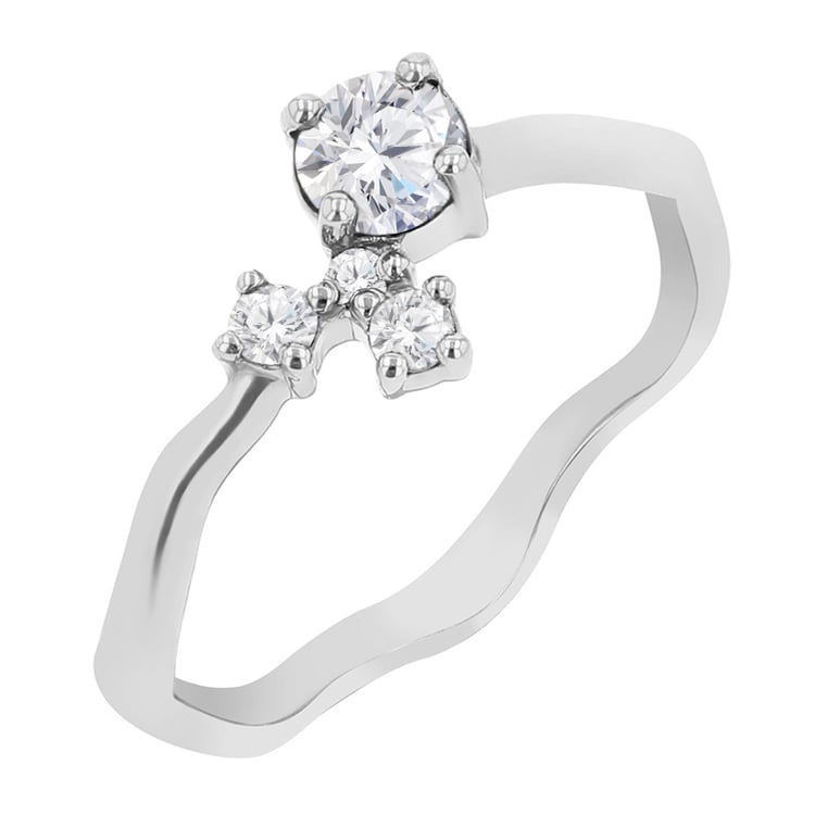 Cluster prsten s moissanitem a lab-grown diamanty Roche