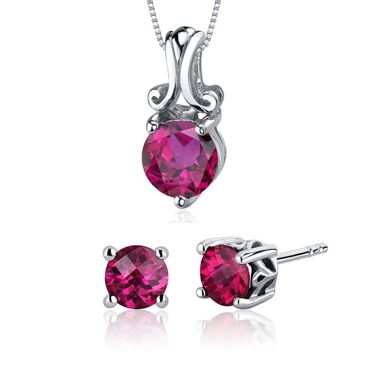 Stříbrná souprava šperků s rubíny Dalinah