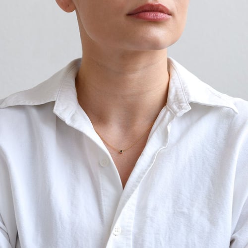 Stříbrný minimalistický náhrdelník s černým diamantem Glosie