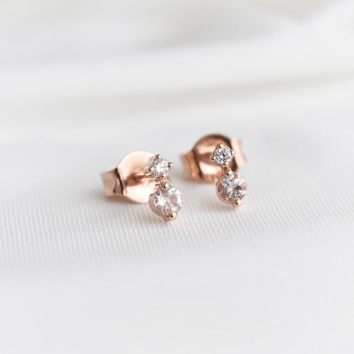 Cluster náušnice s korálem, morganitem a diamanty Roseann