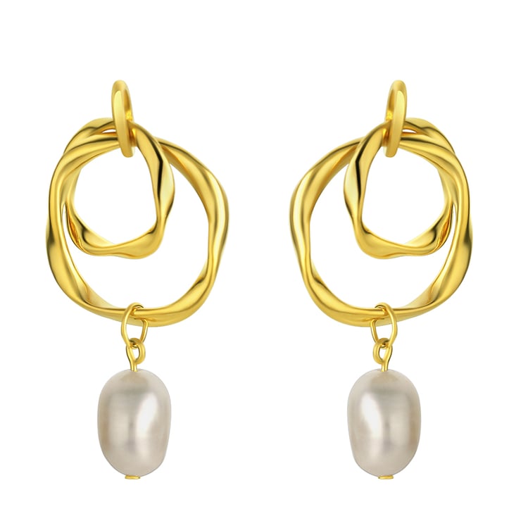 Pozlacené náušnice s perlami Ismael